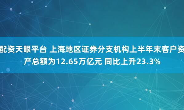 配资天眼平台 上海地区证券分支机构上半年末客户资产总额为12.65万亿元 同比上升23.3%