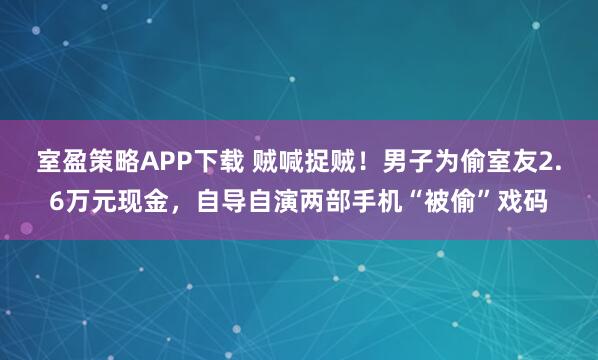 室盈策略APP下载 贼喊捉贼!男子为偷室友2.6万元现金,自导自演两部手机“被偷”戏码