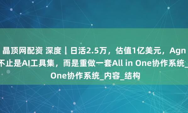 晶顶网配资 深度｜日活2.5万，估值1亿美元，Agnes的野心不止是AI工具集，而是重做一套All in One协作系统_内容_结构
